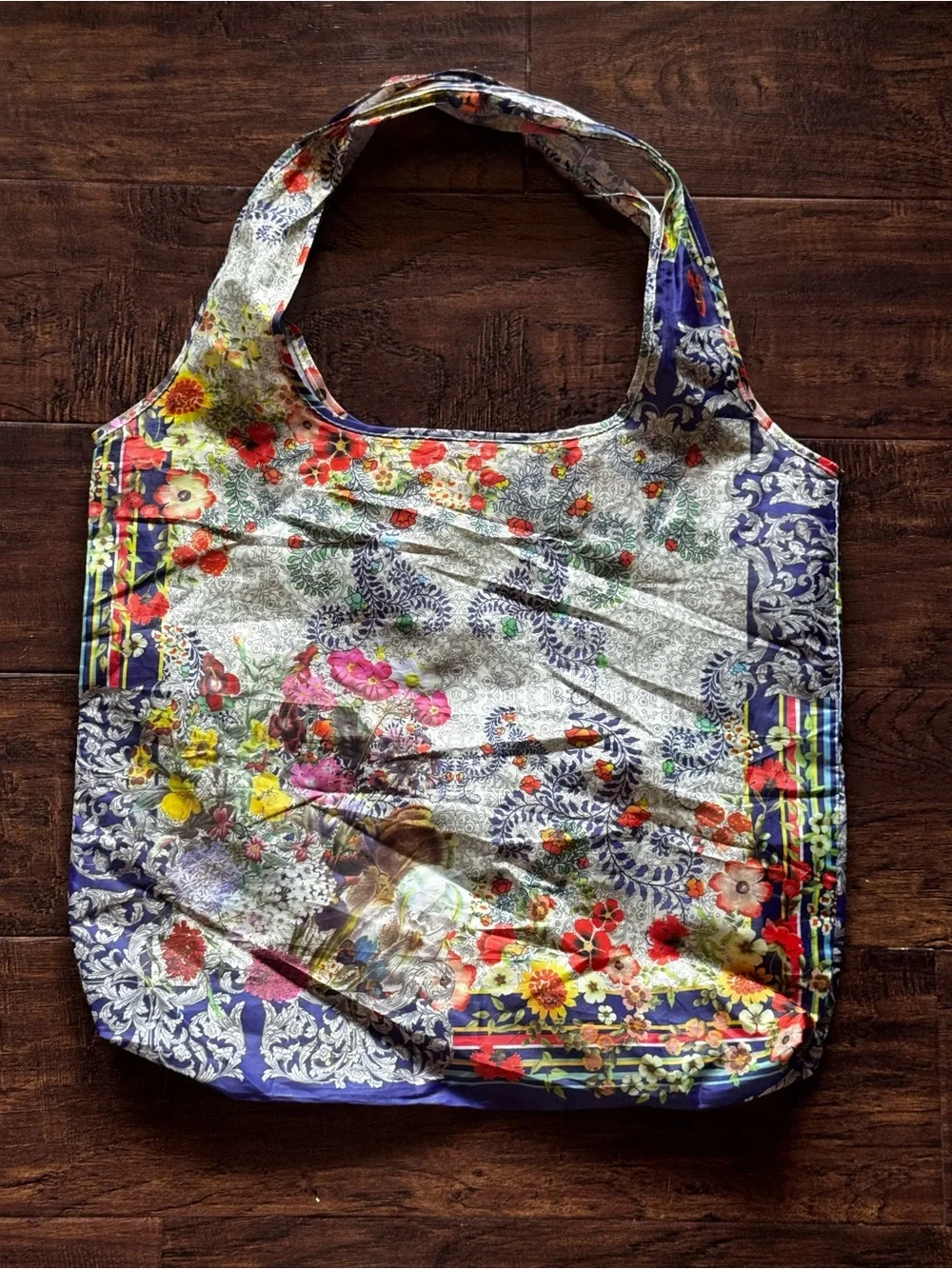 NWOT Johnny Was California Reusable Nylon Tote Bag Paisley Pattern